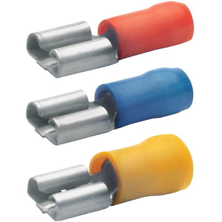 100 stk Spademuffe Isoleret 6,3 x 0,8 mm del 3, 0,5-1 mm²