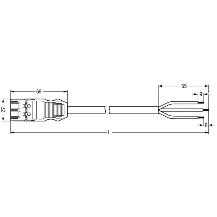 Tilkoblingskabel Ca. Hann/fri 3-polet 4M 3G1,5mm² svart, kode. EN