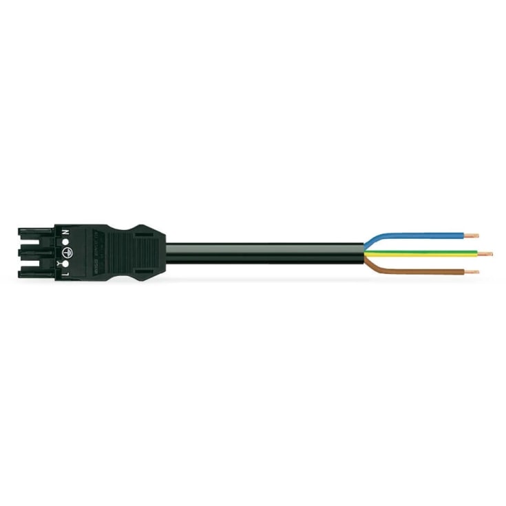 Tilkoblingskabel Ca. hun/fri 3-polet 8M 3G1,5mm² sort, kode. EN