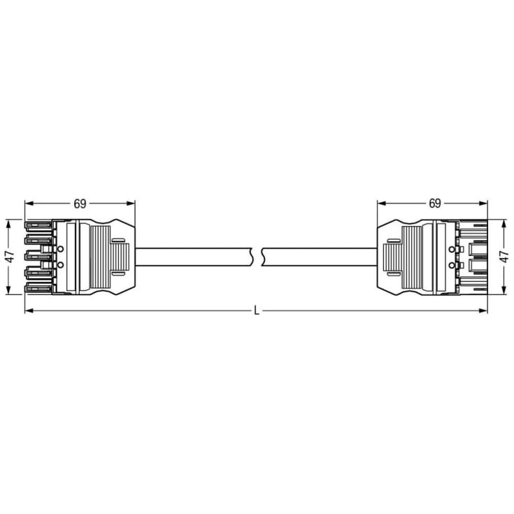 Mellemkabel Cca Hunstik-hanstik 5-polet 4M 5G2,5mm² blå, kodn. I