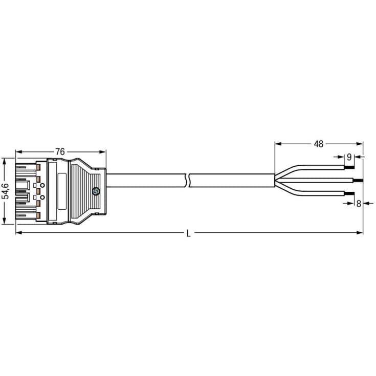 Tilslutningskabel Cca Han/fri 5-polet 1M 3G1,50mm² blå, kodn. I