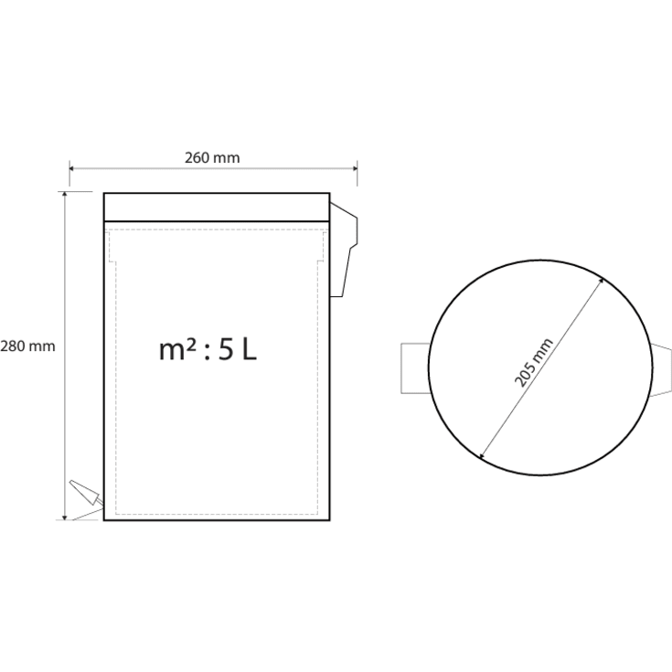 Kriss Simple toiletspand, 5 liter, sort