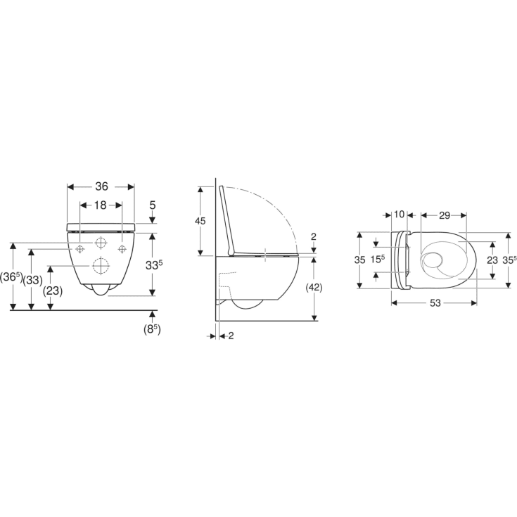 Geberit Acanto vegghengt toalett, uten spylekant, rengjøringsvennlig, hvit