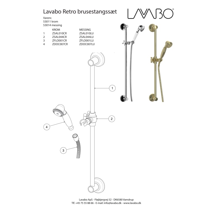 Lavabo Retro brusesæt, messing