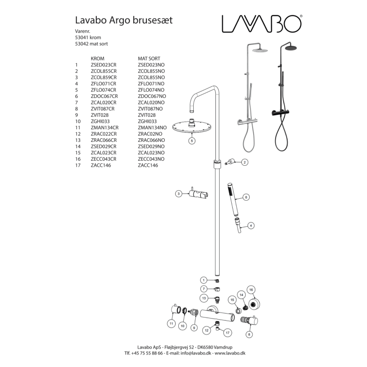 Lavabo Argo dusjsett, krom