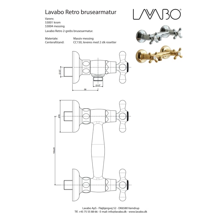 Lavabo Retro badkarsblandare med duschset, krom