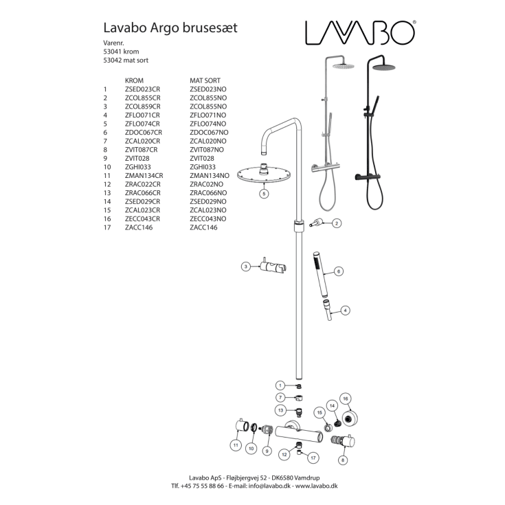 Lavabo Argo brusesæt, mat sort