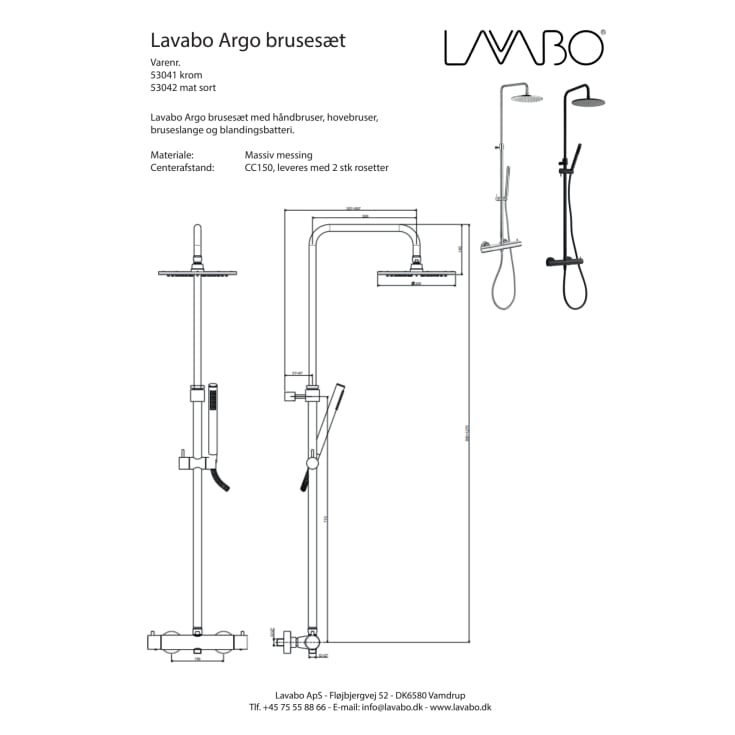 Lavabo Argo brusesæt, mat sort