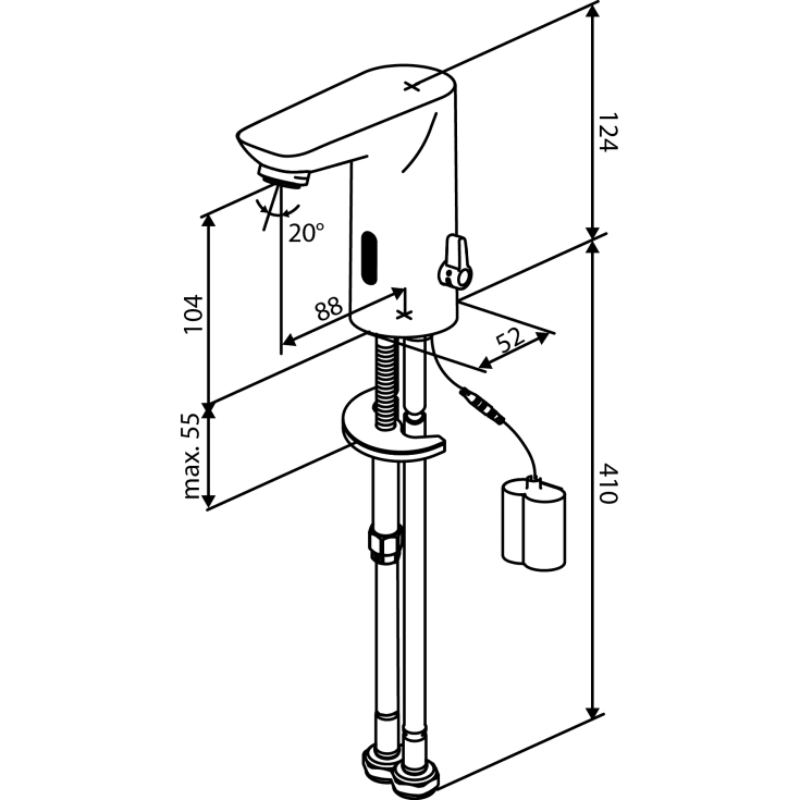 Damixa Core Touchless servantbatteri, berøringsfri, matt sort