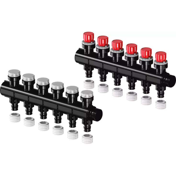 Uponor Vario PLUS GV fordelerrørssæt Q&E 1", 20x2,0 mm, 6 kredse