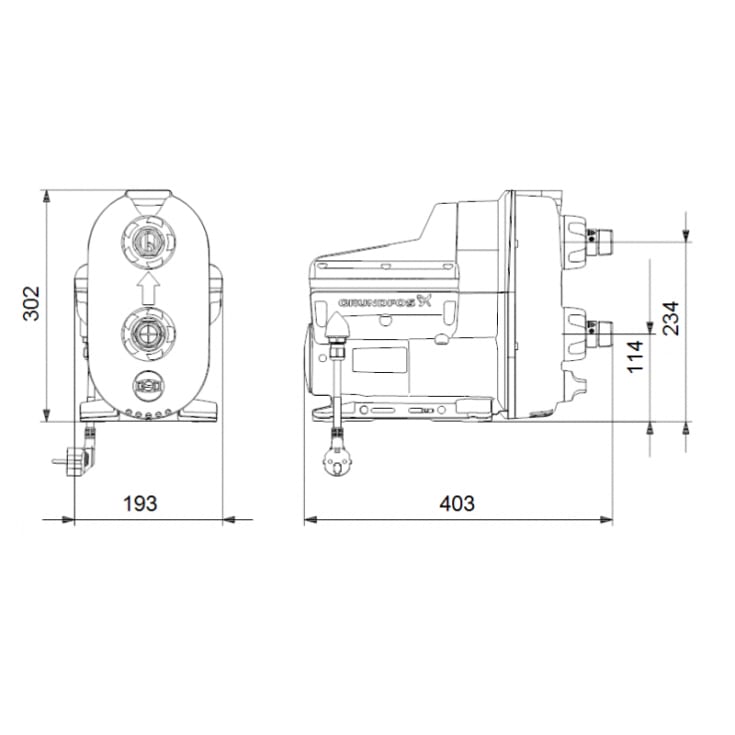 Grundfos Scala2 3-45 trykkforsterkerpumpe, modell 3