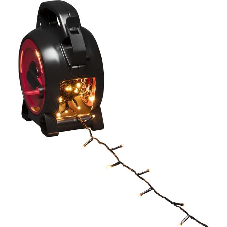 6 stk Konstsmide udendørs lyskæde på kabeltromle, 100 ravfarvede lys, 6,93 meter