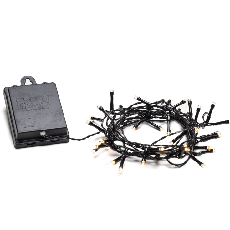 12 stk Konstsmide udendørs lyskæde, batteri, 40 varm hvide lys, 3,9 meter