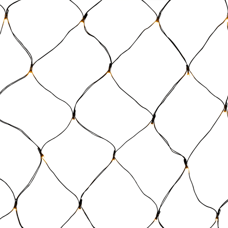 Konstsmide lysnett utendørs, batteri, 80 ravfargede lys, 160 x 80 cm