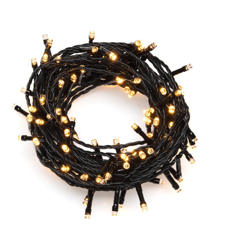 Konstsmide lyslenke utendørs, batteri, 120 ravfargede lys, 11,9 meter