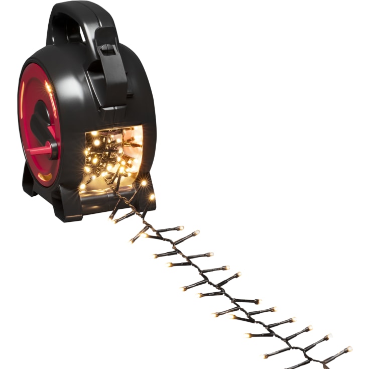 Konstsmide Cluster udendørs lyskæde på kabeltromle, 300 varm hvide lys, 6,58 meter