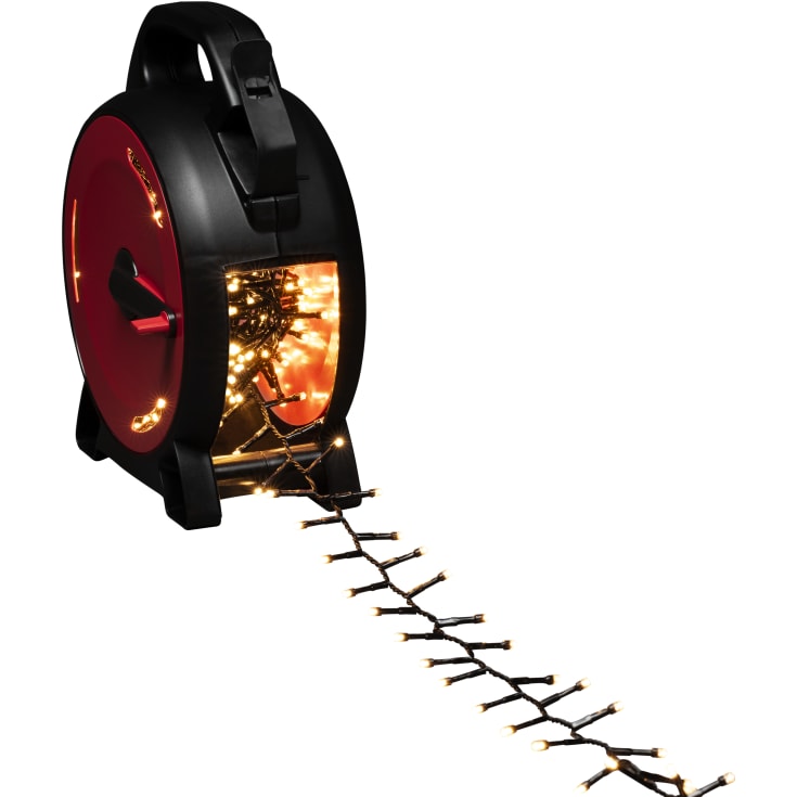 4 stk Konstsmide Cluster udendørs lyskæde på kabeltromle, 600 varm hvide lys, 13,18 meter