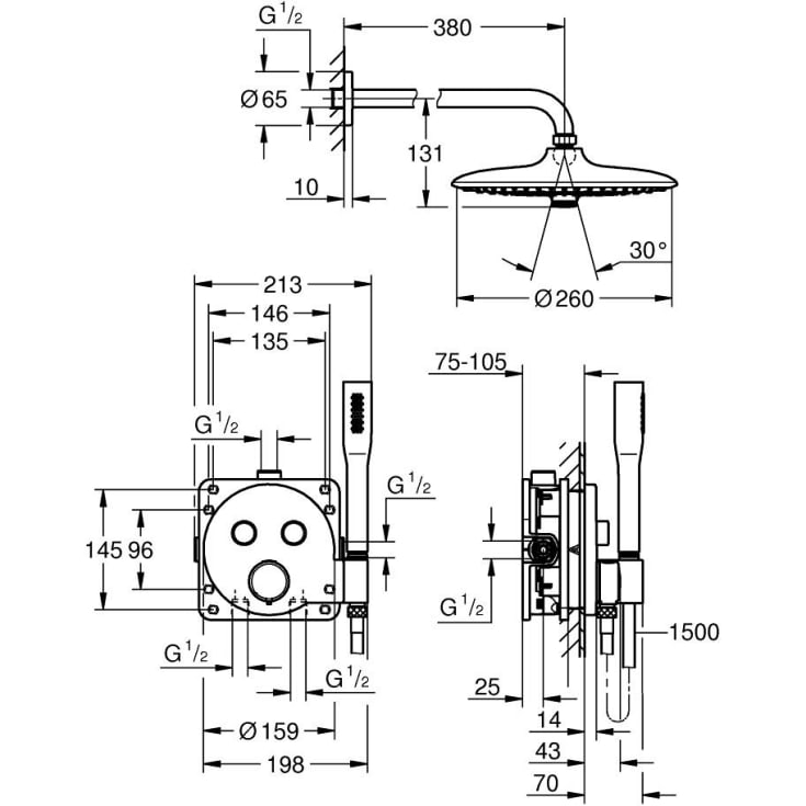 Grohe Precision SmartControl dusjsett, vannbesparende, krom