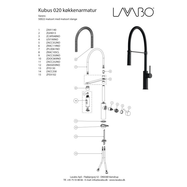Lavabo Kubus 020 køkkenarmatur, mat sort