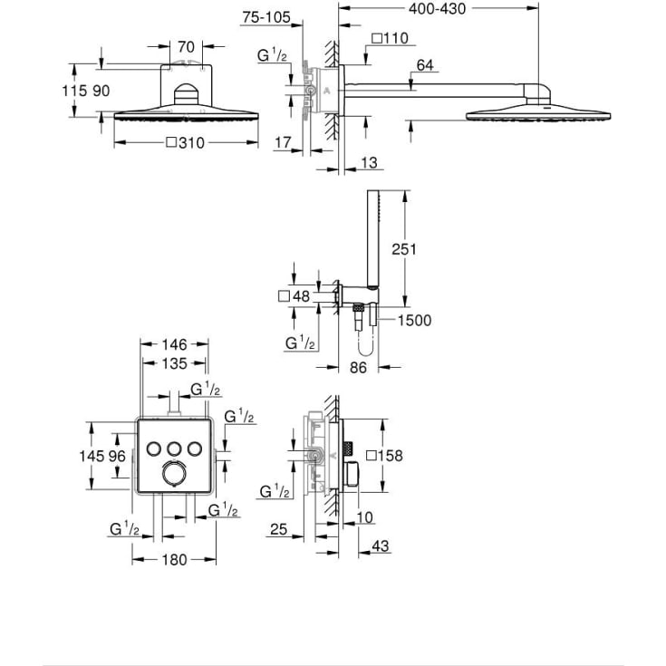 Grohe Precision SmartControl Cube Vitalio duschset, vattenbesparande, krom