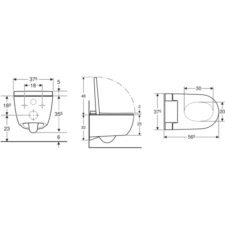 Geberit AquaClean Alba dusjtoalett, uten skyllekant, rengjøringsvennlig, hvit