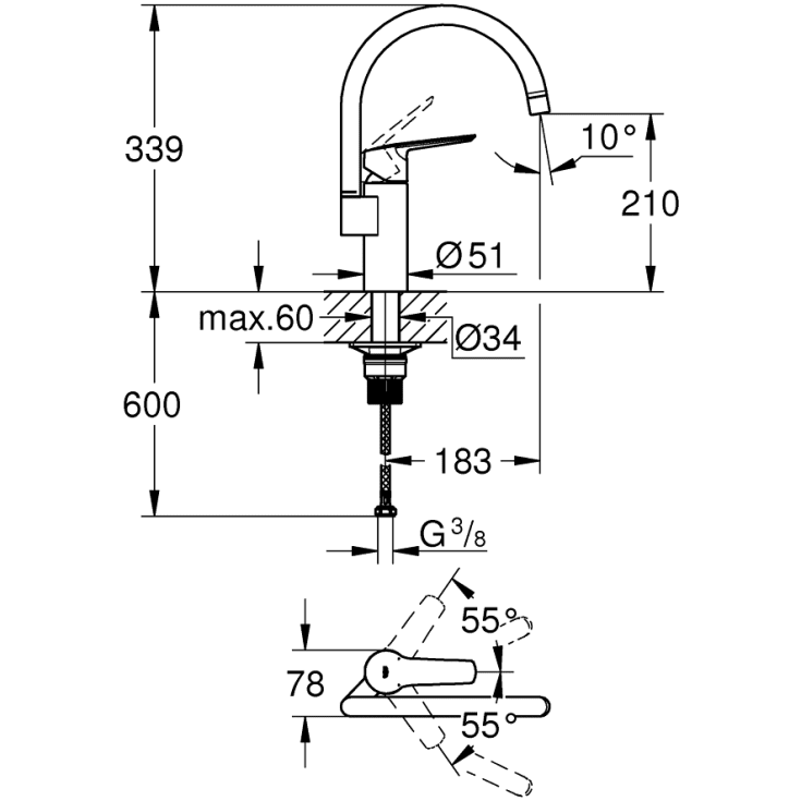 Grohe Start køkkenarmatur, mat sort