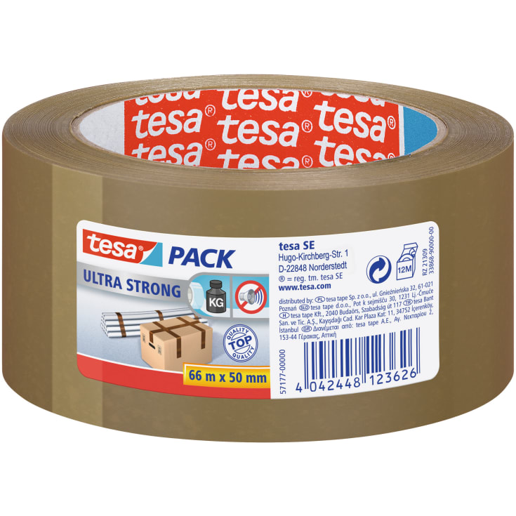 Tesa förpackningstejp, brun, extra stark, 50 mm, 66 meter