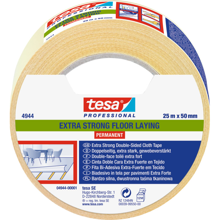 Tesa permanent dobbeltklæbende tape, 50 mm, 25 meter