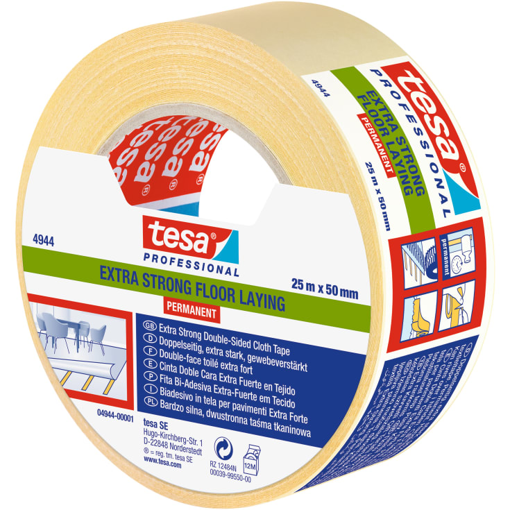 Tesa permanent dobbeltklæbende tape, 50 mm, 25 meter