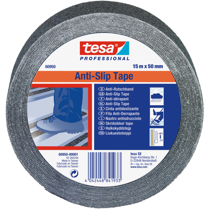 Tesa skridsikker tape, sort, 50 mm, 15 meter