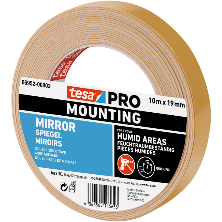 Tesa spejlmonteringstape 19mm, 10 meter