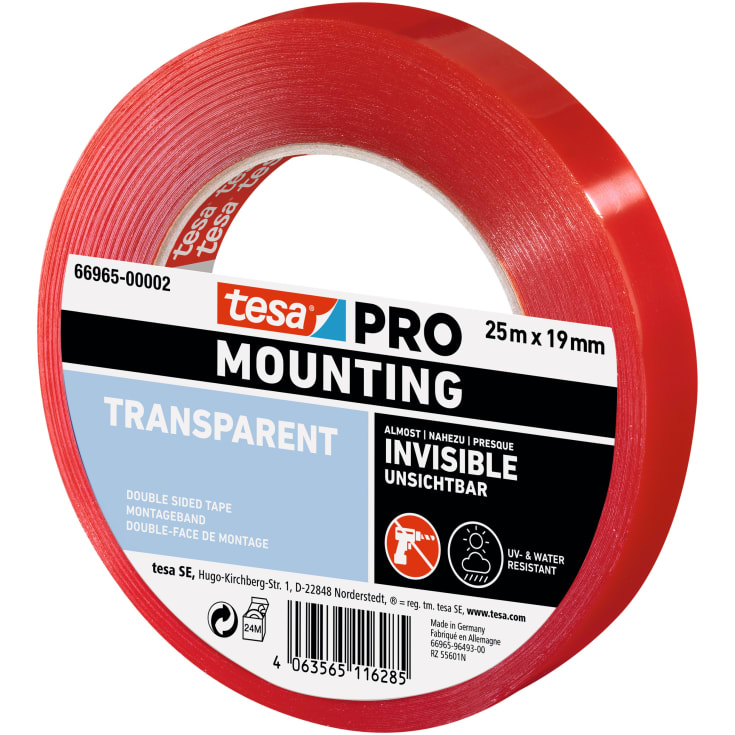 Tesa Pro dobbeltklæbende monteringstape, 19 mm, 25 meter