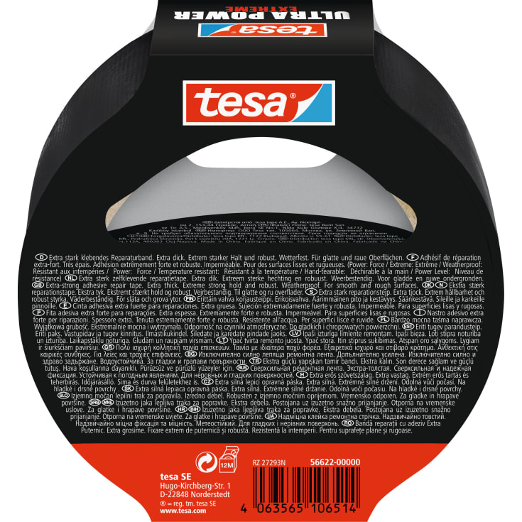 tesa reperationstape Ultra Power Extreme 50 mm x 10 m, sort