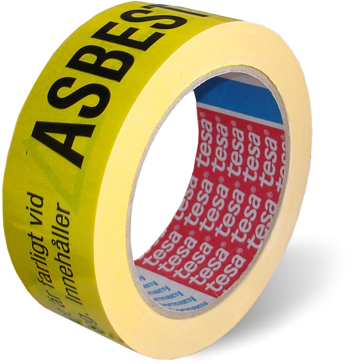 Tesa advarselstape, asbest, 38 mm, 66 meter
