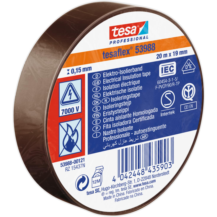 Tesa isoleringstape, brun, 19 mm, 20 meter