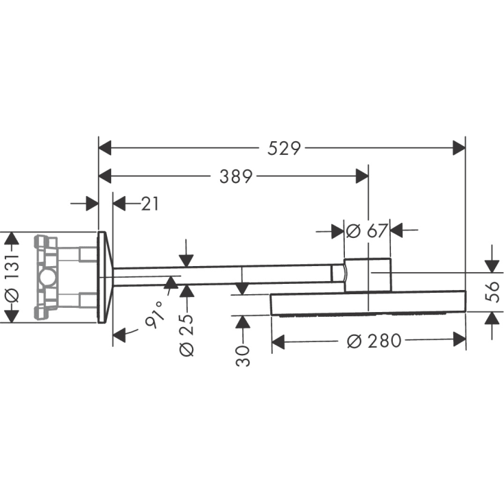 Axor One brusehoved, Ø28 cm, krom