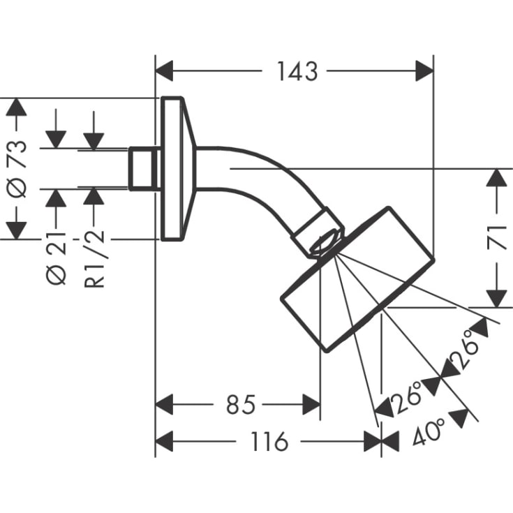 Axor One brusehoved, Ø7,3 cm, vandbesparende, krom