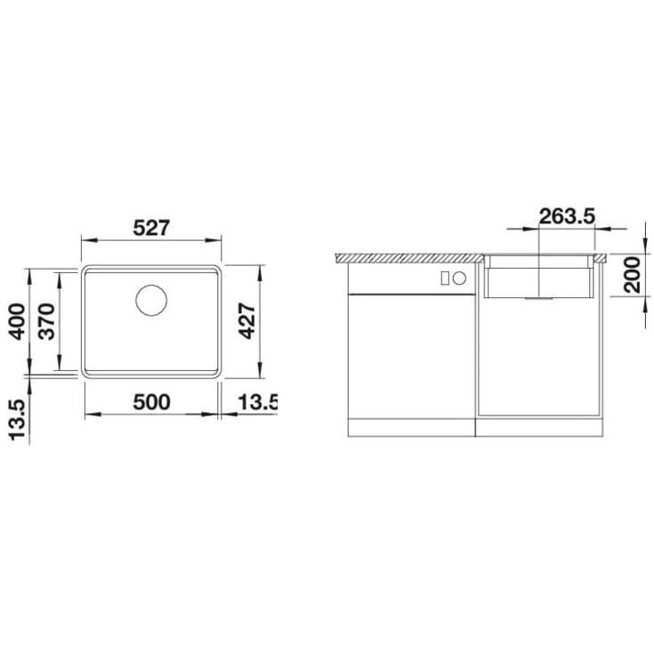 Blanco Etagon 500-F UXI køkkenvask, 52,7x42,7 cm, hvid