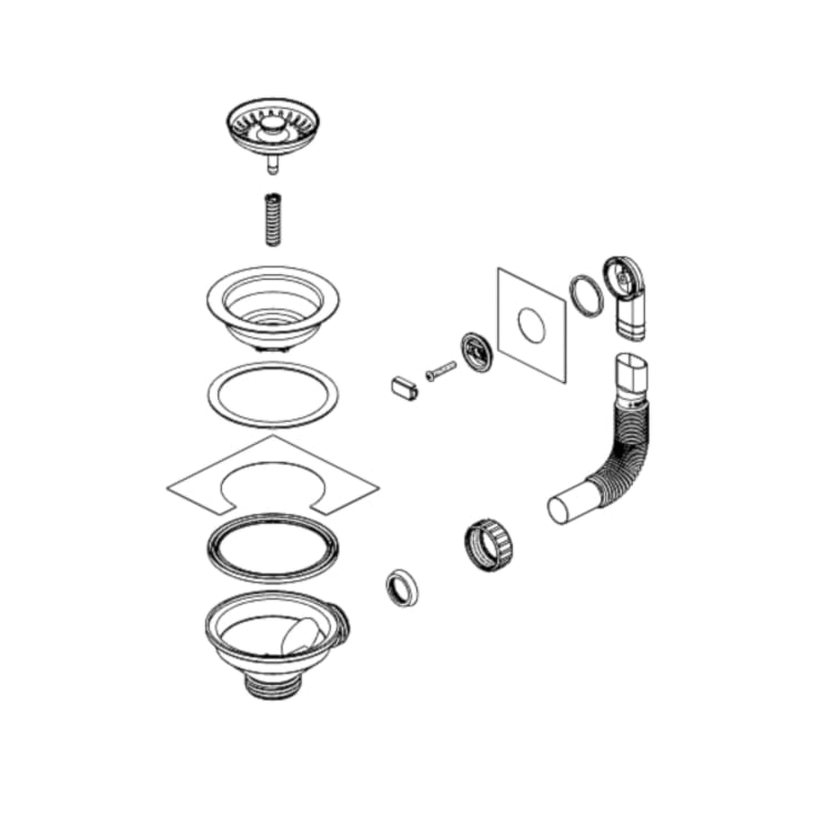 Skanitek afløbssæt med rundt overløb, sort