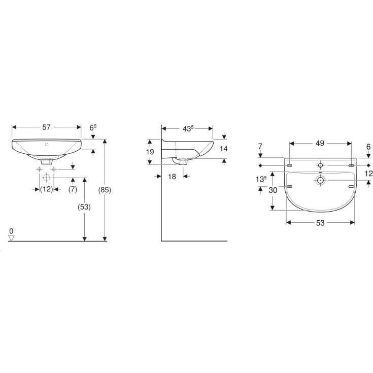 Ifö Cera håndvask, 57x43,5 cm, hvid