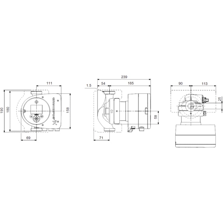 Grundfos Magna3 25-80 N cirkulationspumpe 180 mm, brugsvand