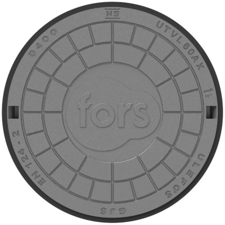 Ulefos 600 mm dæksel m/påstøbt pakning/fjederlås, Fors