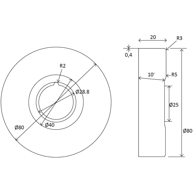 K. Neerskov rosetter, 3/4". Ø80 mm, 2 stk, mat sort