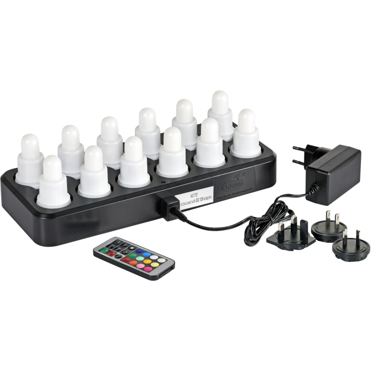 Duni oppladdningsbar LED-innsats, farget lys, 12 stk.