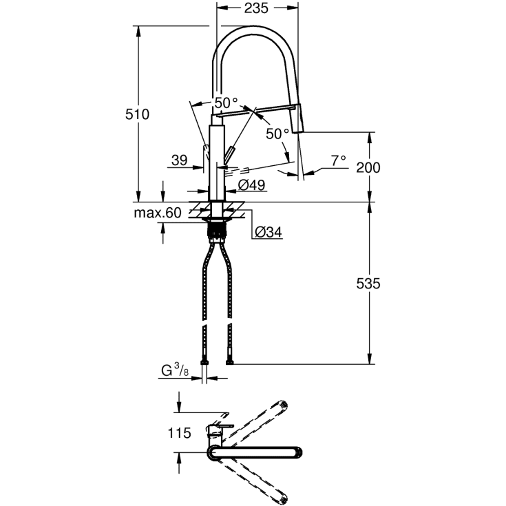 Grohe Feel køkkenarmatur, krom