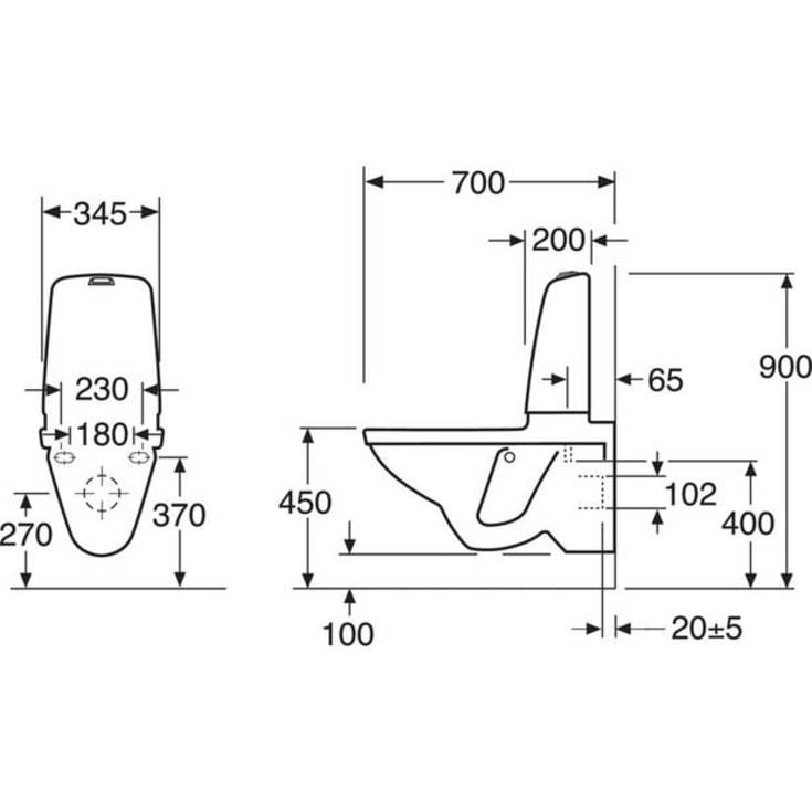 Gustavsberg Nautic 1522L vegghengt toalett, uten skyllekant, hvit