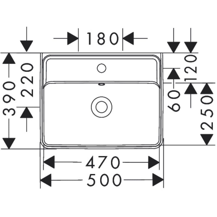 Hansgrohe Xanuia Q håndvask-pakke, 50x39 cm, hvid/sort