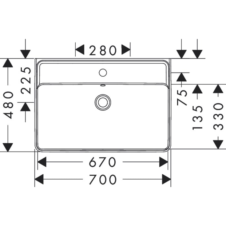 Hansgrohe Xanuia Q servant, 70x48 cm, hvit