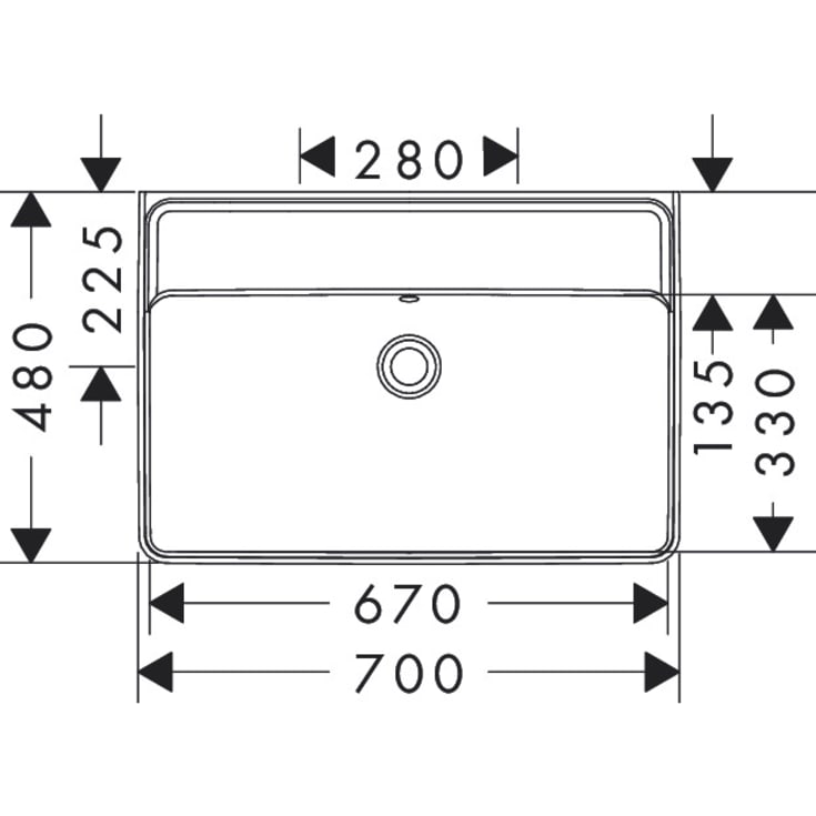 Hansgrohe Xanuia Q håndvask, 70x48 cm, hvid