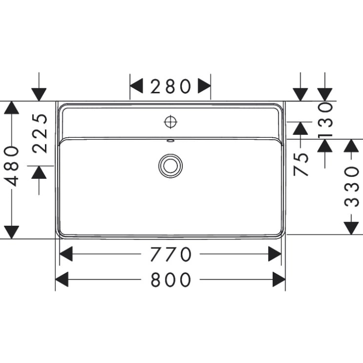 Hansgrohe Xanuia Q servant, 80x48 cm, hvit